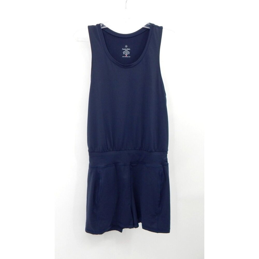 SWEATY BETTY gary racerback romper sleeveless shorts sporty athletic blue M